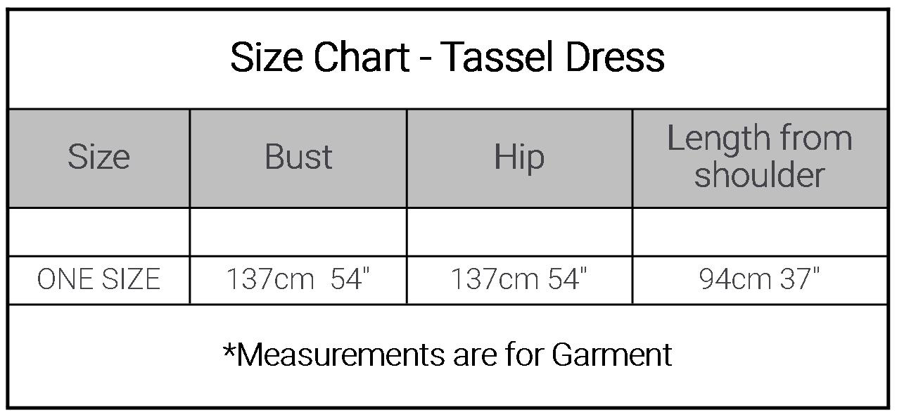 Spirituelle Tassel Dress Size Chart